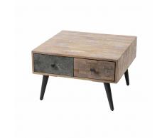 Wohnzimmer Couchtisch aus Teak massiv antik Finish Metall
