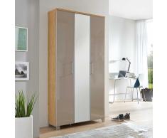 Dielenschrank in Taupe Eiche Bianco furniert Glas beschichtet