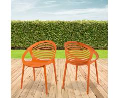 Design Stapelstuhl in Orange Kunststoff (4er Set)