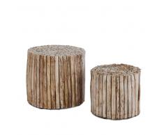 Zweisatztisch aus Teak Ästen rund (2-teilig)