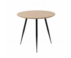 Beistelltisch mit Eiche furniert rund Schwarz Stahl
