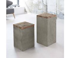 Blumensäule aus Recyclingholz Beton (2-teilig)