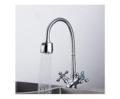 FRAP nbsp;F4319 nbsp;Hohe nbsp;Qualität nbsp;Küche nbsp;Schreibtisch Montiert Silber Doppel Griffe Waschbecken Wasserhahn Einlochmontage Mixer Becken Wasserhahn-Küche-Wasserhahn