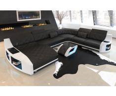 XXL Leder Wohnlandschaft Swing mit LED Beleuchtung und Becherhaltern