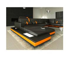 Ledersofa Wohnlandschaft MESSANA schwarz-orange