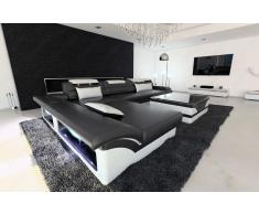 Ledercouch Monza als L Form in schwarz-weiss online kaufen