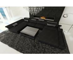Stoffsofa Wohnlandschaft Monza in der U Form mit LED Beleuchtung