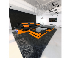 Designer Ledersofa PARMA LED L Form