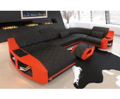 Leder Wohnlandschaft Swing U Form mit USB Anschluss und Ottomane