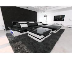 Ledercouch Parma als L Form in schwarz-weiss