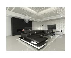 Ledersofa Wohnlandschaft MESSANA schwarz weiss