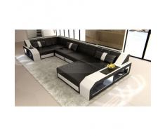 Leder Wohnlandschaft Arezzo schwarz weiss