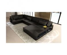 Leder Wohnlandschaft Arezzo schwarz