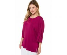 Ulla Popken Damen Überwurf-Shirt, Stickerei, Oversized, 3/4-Fledermausarm, pink, Gr. 58/60, Mode in großen Größen