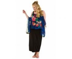 Ulla Popken Damen Strandkleid, Chiffon-Überwurf, ärmellos, Blütenmuster, Jersey, dunkelblau, Gr. 44, Mode in großen Größen
