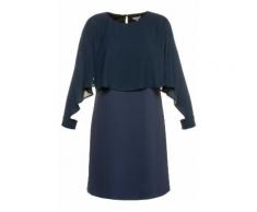 Ulla Popken Damen Brautkleid, Chiffon-Überwurf, A-Linie, Volantärmel, rauchblau, Gr. 54/56, Mode in großen Größen