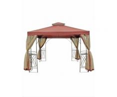 Pavillon mit Seitennetzen terracotta/cremebr