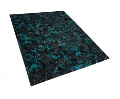 Teppich Leder schwarz/türkis 160 x 230 cm ATALAN