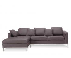 Ecksofa Leder braun rechtsseitig OSLO