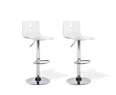 Barhocker transparent weiss 2er Set BUSAN