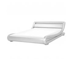 Bett Kunstleder Silber 160 x 200 cm mit LED-Beleuchtung AVIGNON