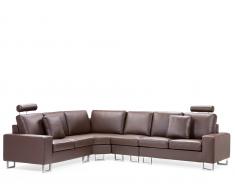 Ecksofa rechtsseitig Leder braun STOCKHOLM
