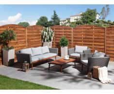 Lounge Set Rattan grau 5-Sitzer Auflagen grau LAZZARO