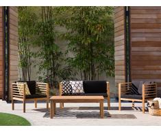 Gartenmöbel Set Holz 4-Sitzer Auflagen schwarz PACIFIC