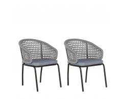 Gartenstuhl grau/schwarz 2er Set PALMI