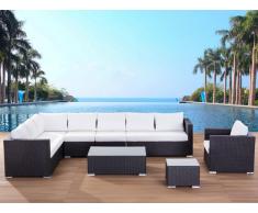 Lounge Set Rattan braun 8-Sitzer Auflagen beige XXL