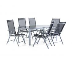 Gartenmöbel Set Aluminium schwarz 160 x 90 cm 6-Sitzer CATANIA