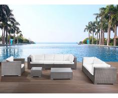 Gartenmöbel Set Rattan grau 8-Sitzer Auflagen beige MAESTRO