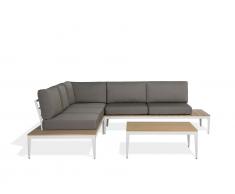 Lounge Set Aluminium weiß 4-Sitzer Auflage grau POSITANO