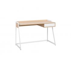 Schreibtisch weiß/heller Holzfarbton 120 x 60 cm QUITO