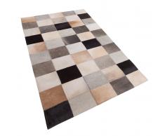 Teppich braun-beige-grau 80 x 150 cm Leder SOKE