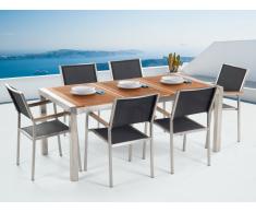 Gartenmöbel Set Mahagoniholz 180 cm 6-Sitzer Textilbespannung schwarz GROSSETO