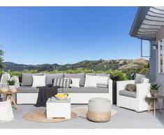 Lounge Set Rattan weiß Auflagen grau XXL II klein
