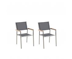 Gartenstuhl grau 2er Set Edelstahl GROSSETO