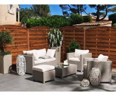 Lounge Set Rattan grau 4-Sitzer Auflagen beige MILANO