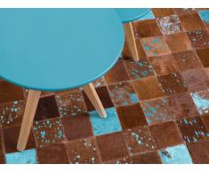 Teppich braun-blau 160 x 230 cm Leder ALIAGA