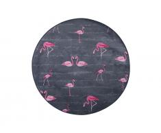 Teppich grau Flamingo-Muster ø 120 cm rund KERTE