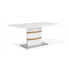Esszimmertisch weiss/heller Holzfarbton Edelstahl 160 x 90 cm FREMONT