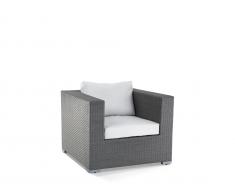 Gartensessel Rattan grau Auflagen beige MAESTRO