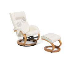 Massagesessel beige Kunstleder mit Fusshocker MAJESTIC
