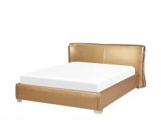 Lederbett gold Lattenrost 160 x 200 cm PARIS