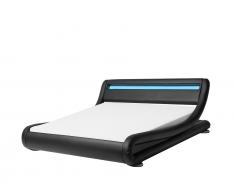 Bett Kunstleder schwarz 160 x 200 cm mit LED-Beleuchtung AVIGNON