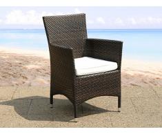 Gartenstuhl dunkelbraun Rattan Auflage weiß ITALY