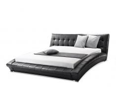 Lederbett schwarz Lattenrost 180 x 200 cm LILLE