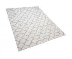 Teppich beige 160 x 230 cm marokkanisches Muster zweiseitig Kurzflor AKSU