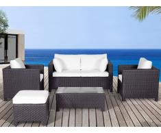 Lounge Set Rattan braun 4-Sitzer Auflagen cremeweiss MILANO